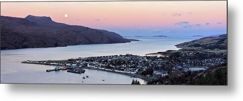 Ullapool Metal Print featuring the photograph Moonset Sunrise over Ullapool by Grant Glendinning