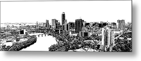 My Austin Skyline Metal Print featuring the digital art My Austin Skyline in Stamp by James Granberry