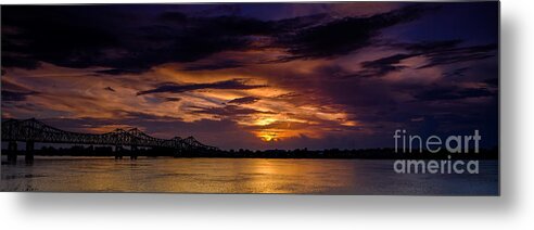 Mississippi Metal Print featuring the photograph Panoramic Sunset at Natchez by T Lowry Wilson