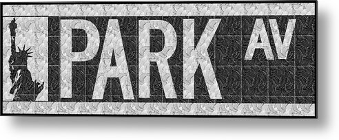 Park Metal Print featuring the painting Park Avenue Deco Swing Street Sign by Cecely Bloom