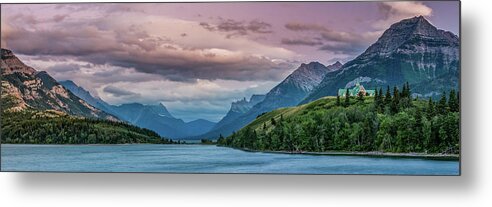 Waterton National Park Metal Print featuring the photograph Prince of Wales Panorama at dusk by Mati Krimerman