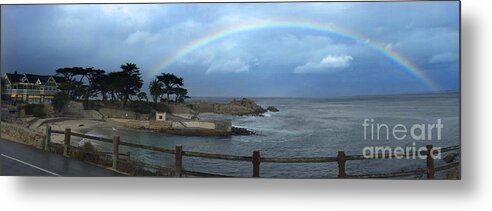Rainbow Metal Print featuring the photograph Rainbow over Lovers Point Pacific Grove 2015 by Monterey County Historical Society