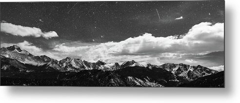 Star Metal Print featuring the photograph Starry Night Rocky Mountain Black and White Panorama by James BO Insogna