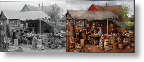 Farm Metal Print featuring the photograph Store - Fruit - Grand dad's fruit stand 1939 - Side by Side by Mike Savad