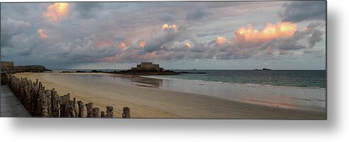 Water Metal Print featuring the photograph Sunrise over Fort National, Brittany by Shirley Mitchell