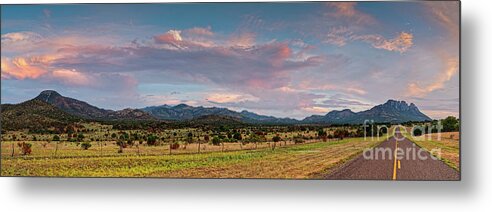 Davis Mountains Metal Print featuring the photograph Sunset Panorama of Sawtooth Mountain and Davis Mountains Preserve - Nature Conservancy West Texas by Silvio Ligutti