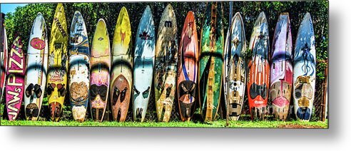 Hawaii Islands Metal Print featuring the photograph Surfboard Fence Maui Hawaii by Peter Dang