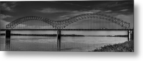 Memphis Tn Metal Print featuring the photograph The Hernando de Soto Bridge BW 001 by Lance Vaughn