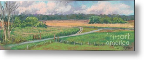 Panoramic Ohio Landscape Painting Of A Wheat Field Metal Print featuring the painting The Wheat Field by Terri Meyer