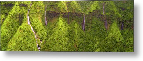 Hawaii Metal Print featuring the photograph Waialeale Waterfalls by Ryan Moyer