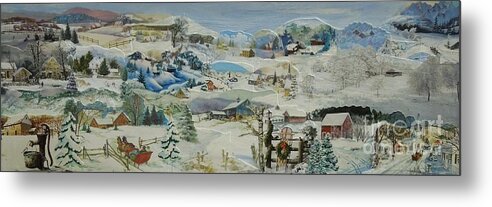 Winter Metal Print featuring the mixed media Water Pump in Winter - SOLD by Judith Espinoza