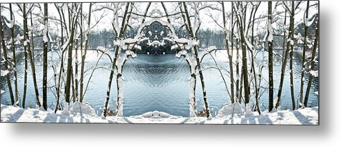Water Scenes Metal Print featuring the mixed media Crystal Lake by Erin Clark