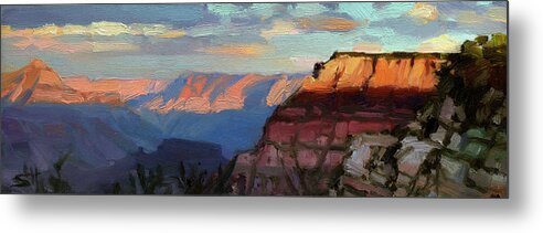 Southwest Metal Print featuring the painting Evening Light at the Grand Canyon by Steve Henderson