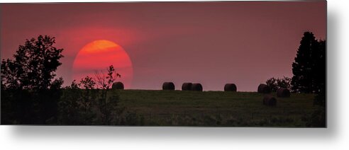 Sun Metal Print featuring the photograph Hazy Summer Sunset Wide by Tim Kirchoff