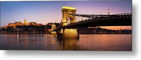 Panorama Budapest Chain Bridge Metal Print featuring the Panorama Budapest Chain Bridge by Istv?n Nagy