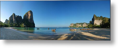 Panoramic Metal Print featuring the photograph Railay West Beach, Thailand by David Min