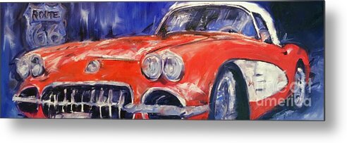 Corvette Metal Print featuring the painting Route 66 by Alan Metzger
