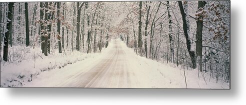 Photography Metal Print featuring the photograph Usa, Michigan, Holland, Road, Winter by Panoramic Images