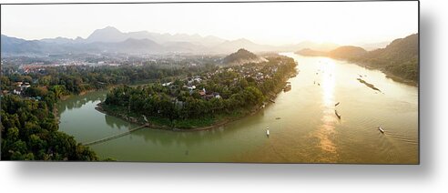 Panorama Metal Print featuring the photograph Luang Prabang and the Mekong River Laos #1 by Sonny Ryse