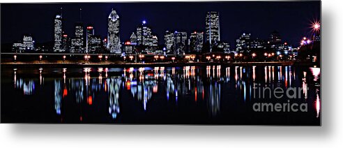  Montreal Metal Print featuring the photograph Montreal Skyline by night by Frederic Bourrigaud