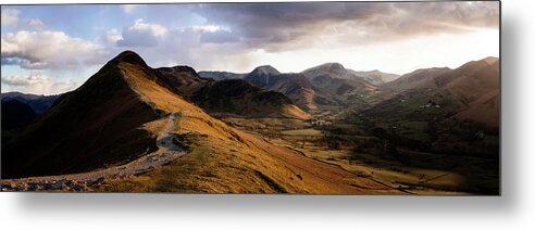 Panorama Metal Print featuring the photograph Catbells and Newlands Valley Lake District by Sonny Ryse