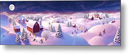 Christmas Farm Metal Print featuring the painting Christmas Farm Panorama by Robin Moline