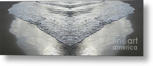 Sea Water Metal Print featuring the digital art Flowing sea water and sandy beach, movement meets symmetry by Adriana Mueller