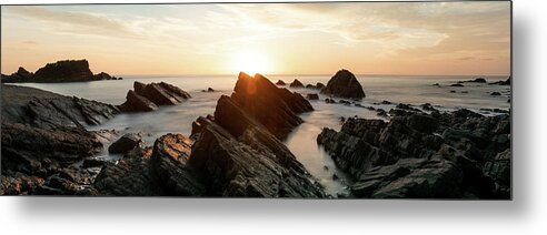 Coast Metal Print featuring the photograph Hartland Quay North Devon south west coast path sunset 2 by Sonny Ryse