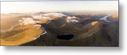 Panorama Metal Print featuring the photograph Helvellyn and Striding Edge Aerial Lake District by Sonny Ryse