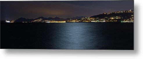 Scenics Metal Print featuring the photograph Juan les pins' bay in night by Jean-Marc PAYET