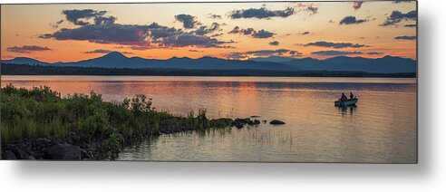 Maine Metal Print featuring the photograph Kezar Pond Sunset Fishing by White Mountain Images