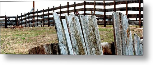 Wood Metal Print featuring the photograph Posts Rails Gate by Jerry Sodorff