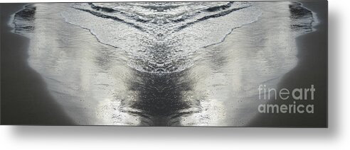 Sea Water Metal Print featuring the digital art Reflections on the beach, sea water meets symmetry by Adriana Mueller