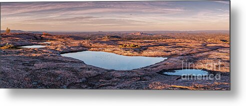 Central Metal Print featuring the photograph Vernal Pools on Top of Enchanted Rock - Texas Hill Country Fredericksburg Gillespie County by Silvio Ligutti