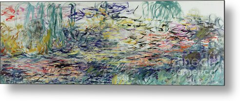Abstract Metal Print featuring the painting Waterlilies, 1917 to 19 oil on canvas, Monet by Claude Monet