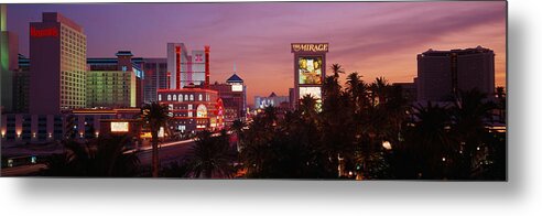 Photography Metal Print featuring the photograph Casinos At Twilight, Las Vegas, Nevada by Panoramic Images