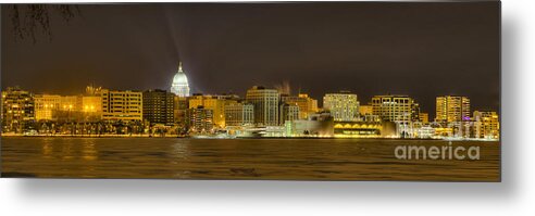 Capitol Metal Print featuring the photograph Madison - Wisconsin City panorama - no fireworks by Steven Ralser