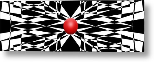 Abstract Metal Print featuring the digital art Red Ball 16 Panoramic by Mike McGlothlen