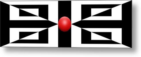 Abstract Metal Print featuring the digital art RED BALL 2a Panoramic by Mike McGlothlen