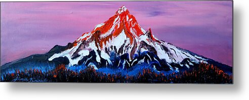  Metal Print featuring the painting Mount Hood At Dusk 5 by James Dunbar