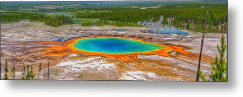 Grand Prismatic Spring Metal Print featuring the photograph Grand Prismatic Spring 2011-06 01 Panorama by Jim Dollar