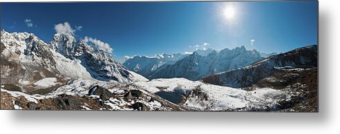 Scenics Metal Print featuring the photograph Snow Mountain Sunburst Himalaya by Fotovoyager