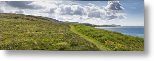 Panoramic Metal Print featuring the photograph The Isle of Wight coastal path by s0ulsurfing - Jason Swain