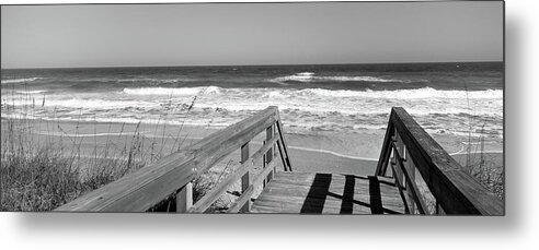 Photography Metal Print featuring the photograph Boardwalk Leading Towards A Beach #1 by Panoramic Images