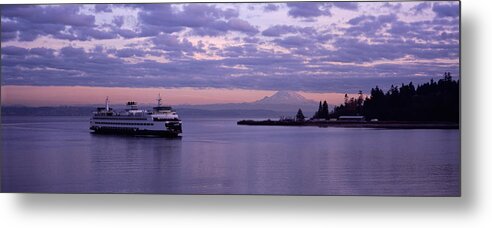 Photography Metal Print featuring the photograph Ferry In The Sea, Bainbridge Island #1 by Panoramic Images