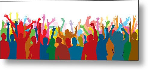 Event Metal Print featuring the drawing Crowd (People Are Complete- a Clipping Path Hides the Legs) by Leontura