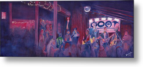 Dewey Paul Metal Print featuring the painting Dewey Paul Band at the GOAT NYE by David Sockrider