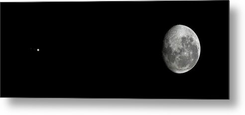 Moon Metal Print featuring the photograph Jupiter And Moon by Luis Argerich