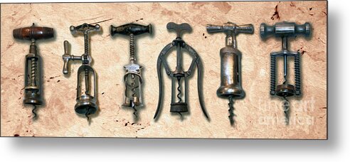   Corkscrew Metal Print featuring the mixed media Old Corkscrews Painting by Jon Neidert