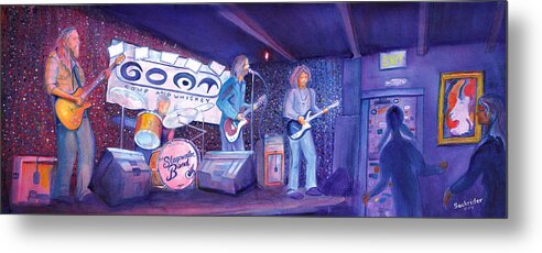 The Steepwater Band At The Goat Metal Print featuring the painting The Steepwater Band by David Sockrider